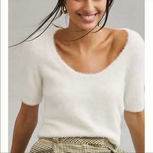 Anthropologie NWOT Maeve Scoop Neck Eyelash Sweater Tee